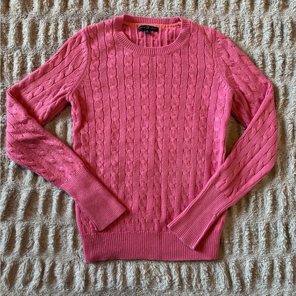 GAP Pink Cable Knit Sweater Medium Angora Blend Holiday 2008 Preppy Y2K - Picture 2 of 9